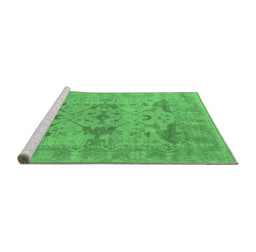 Sideview of Machine Washable Oriental Emerald Green Industrial Area Rugs, wshurb1613emgrn