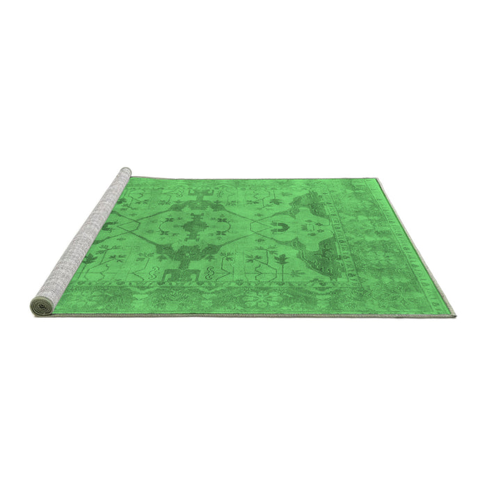 Sideview of Machine Washable Oriental Emerald Green Industrial Area Rugs, wshurb1613emgrn