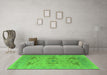 Machine Washable Oriental Green Industrial Area Rugs in a Living Room,, wshurb1613grn