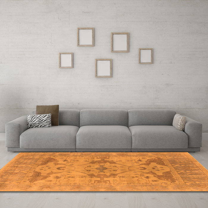 Machine Washable Oriental Orange Industrial Area Rugs in a Living Room, wshurb1613org
