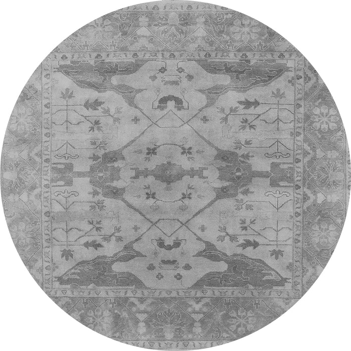 Round Machine Washable Oriental Gray Industrial Rug, wshurb1613gry