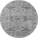 Round Machine Washable Oriental Gray Industrial Rug, wshurb1613gry