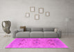 Machine Washable Oriental Pink Industrial Rug in a Living Room, wshurb1613pnk