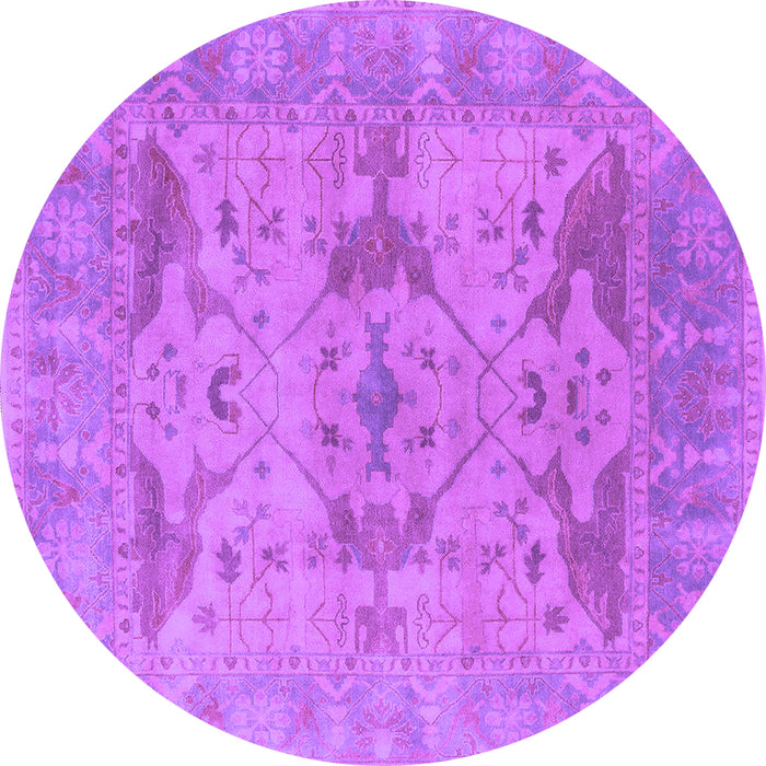 Round Machine Washable Oriental Purple Industrial Area Rugs, wshurb1613pur