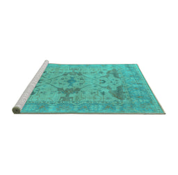 Sideview of Machine Washable Oriental Turquoise Industrial Area Rugs, wshurb1613turq
