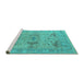 Sideview of Machine Washable Oriental Turquoise Industrial Area Rugs, wshurb1613turq