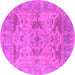 Round Machine Washable Oriental Pink Industrial Rug, wshurb1613pnk