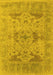 Machine Washable Oriental Yellow Industrial Rug, wshurb1613yw