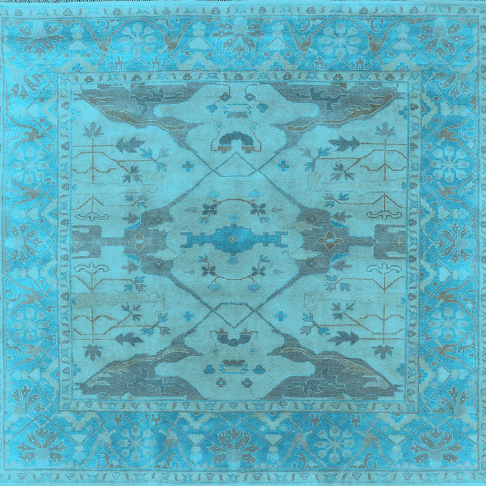 Square Machine Washable Oriental Light Blue Industrial Rug, wshurb1613lblu
