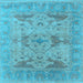 Square Machine Washable Oriental Light Blue Industrial Rug, wshurb1613lblu