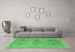 Machine Washable Oriental Emerald Green Industrial Area Rugs in a Living Room,, wshurb1613emgrn