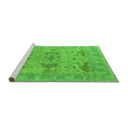 Sideview of Machine Washable Oriental Green Industrial Area Rugs, wshurb1613grn