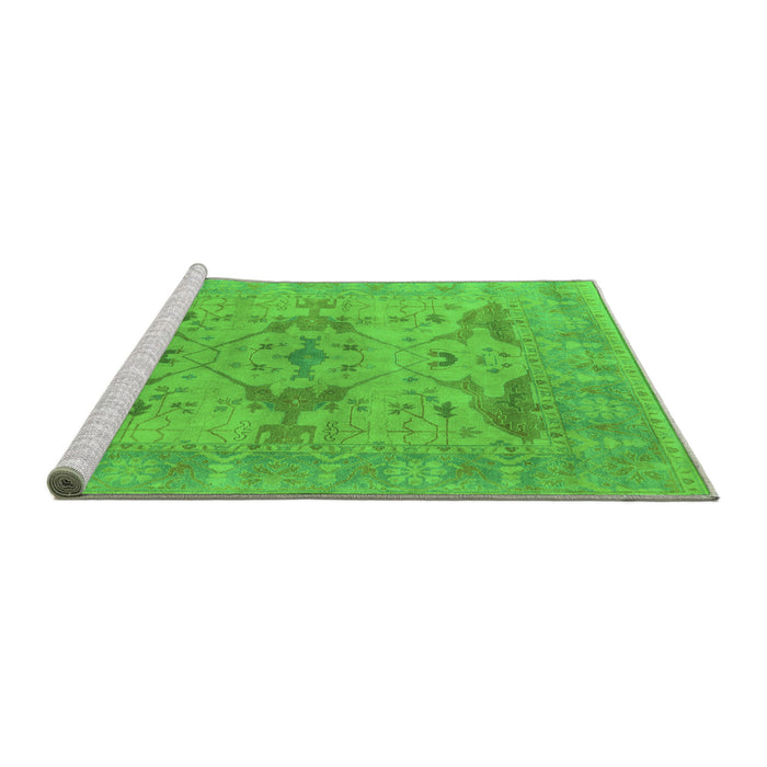 Sideview of Machine Washable Oriental Green Industrial Area Rugs, wshurb1613grn