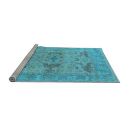Sideview of Machine Washable Oriental Light Blue Industrial Rug, wshurb1613lblu