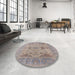 Round Machine Washable Industrial Modern Rose Dust Purple Rug in a Office, wshurb1613