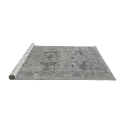 Sideview of Machine Washable Oriental Gray Industrial Rug, wshurb1613gry