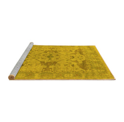 Sideview of Machine Washable Oriental Yellow Industrial Rug, wshurb1613yw