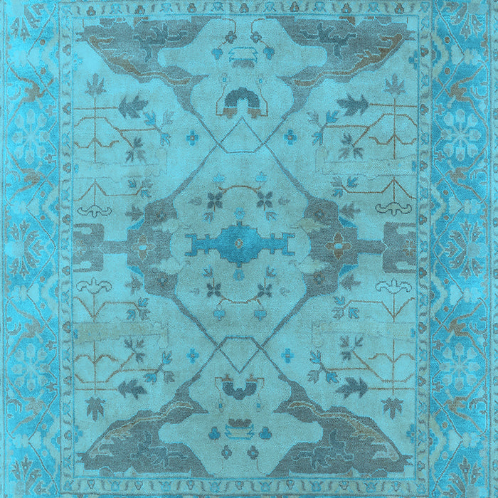 Machine Washable Oriental Light Blue Industrial Rug, wshurb1613lblu