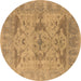 Round Oriental Brown Industrial Rug, urb1613brn