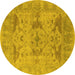 Round Oriental Yellow Industrial Rug, urb1613yw