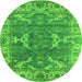 Round Oriental Green Industrial Rug, urb1614grn