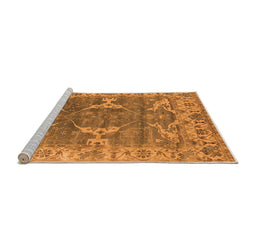 Sideview of Machine Washable Oriental Orange Industrial Area Rugs, wshurb1614org