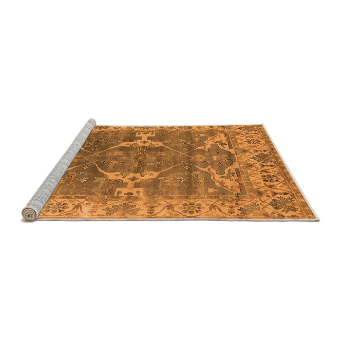 Sideview of Machine Washable Oriental Orange Industrial Area Rugs, wshurb1614org