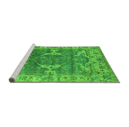 Sideview of Machine Washable Oriental Green Industrial Area Rugs, wshurb1614grn
