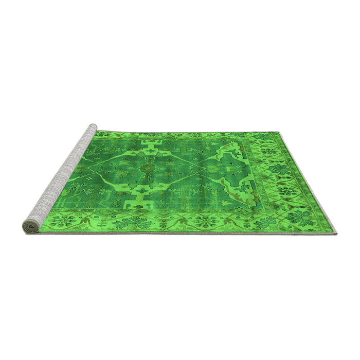Sideview of Machine Washable Oriental Green Industrial Area Rugs, wshurb1614grn