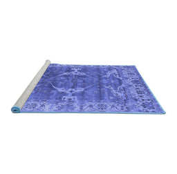 Sideview of Machine Washable Oriental Blue Industrial Rug, wshurb1614blu