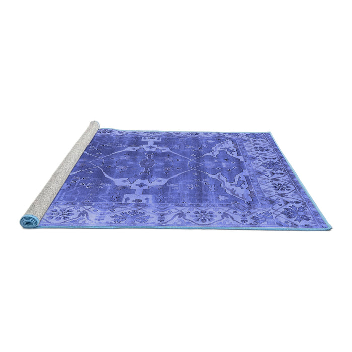Sideview of Machine Washable Oriental Blue Industrial Rug, wshurb1614blu