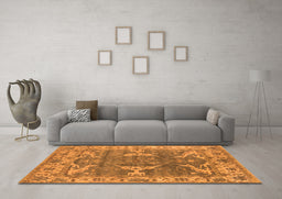 Machine Washable Oriental Orange Industrial Area Rugs in a Living Room, wshurb1614org