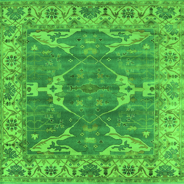 Square Machine Washable Oriental Green Industrial Area Rugs, wshurb1614grn