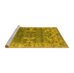 Sideview of Machine Washable Oriental Yellow Industrial Rug, wshurb1614yw