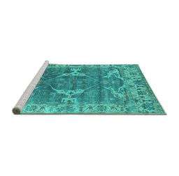 Sideview of Machine Washable Oriental Turquoise Industrial Area Rugs, wshurb1614turq