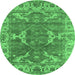 Round Oriental Emerald Green Industrial Rug, urb1614emgrn