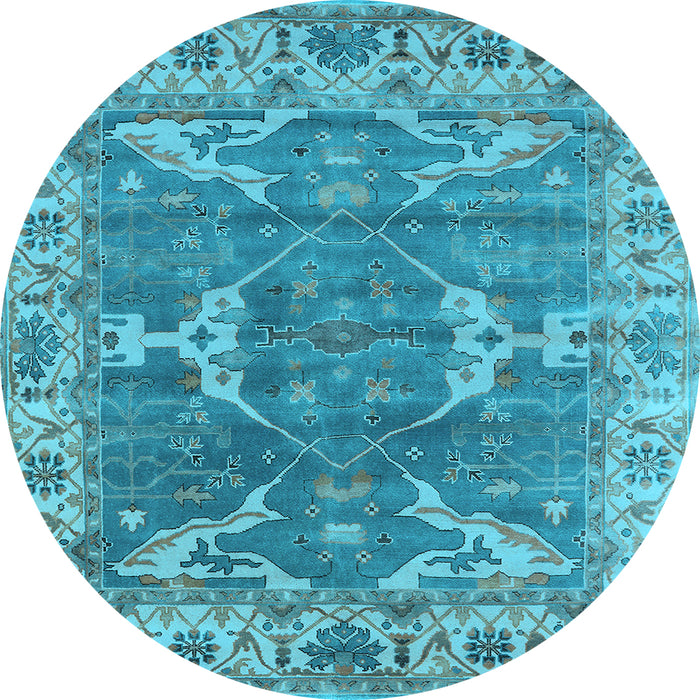 Round Oriental Light Blue Industrial Rug, urb1614lblu