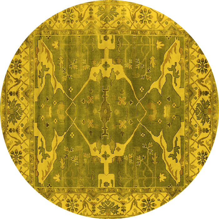 Round Oriental Yellow Industrial Rug, urb1614yw