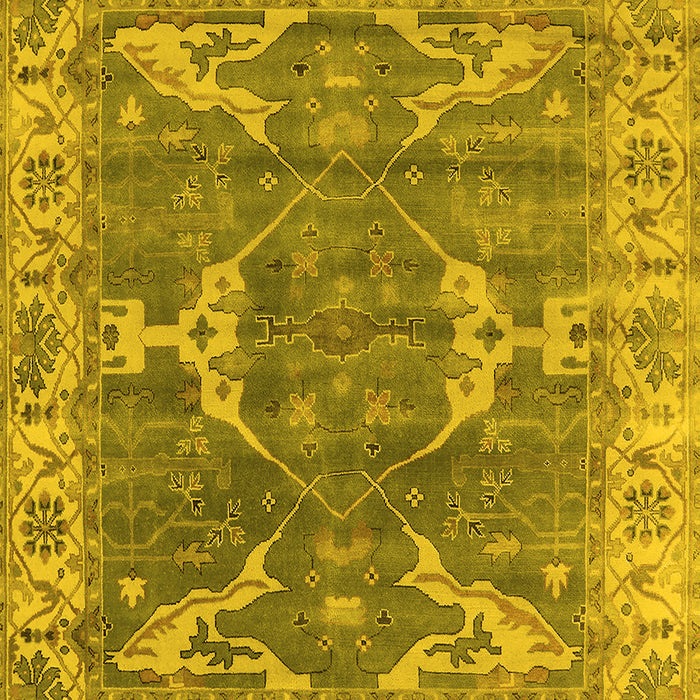 Machine Washable Oriental Yellow Industrial Rug, wshurb1614yw