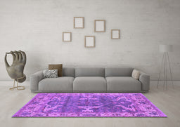 Machine Washable Oriental Purple Industrial Area Rugs in a Living Room, wshurb1614pur
