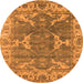 Round Machine Washable Oriental Orange Industrial Area Rugs, wshurb1614org