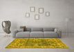 Machine Washable Oriental Yellow Industrial Rug in a Living Room, wshurb1614yw