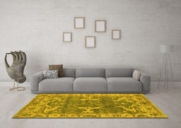Machine Washable Oriental Yellow Industrial Rug in a Living Room, wshurb1614yw