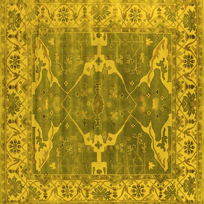 Square Machine Washable Oriental Yellow Industrial Rug, wshurb1614yw