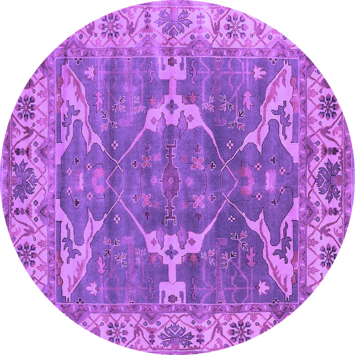 Round Machine Washable Oriental Purple Industrial Area Rugs, wshurb1614pur