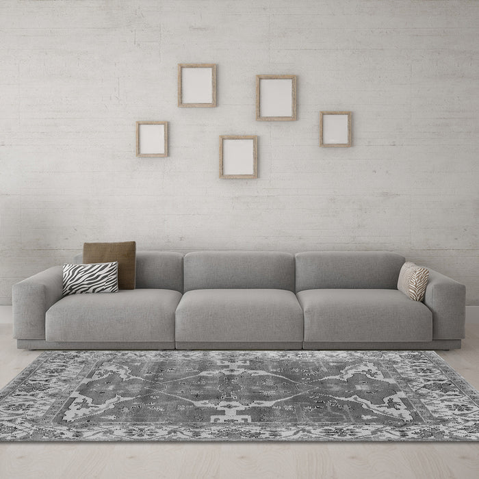 Machine Washable Oriental Gray Industrial Rug in a Living Room,, wshurb1614gry