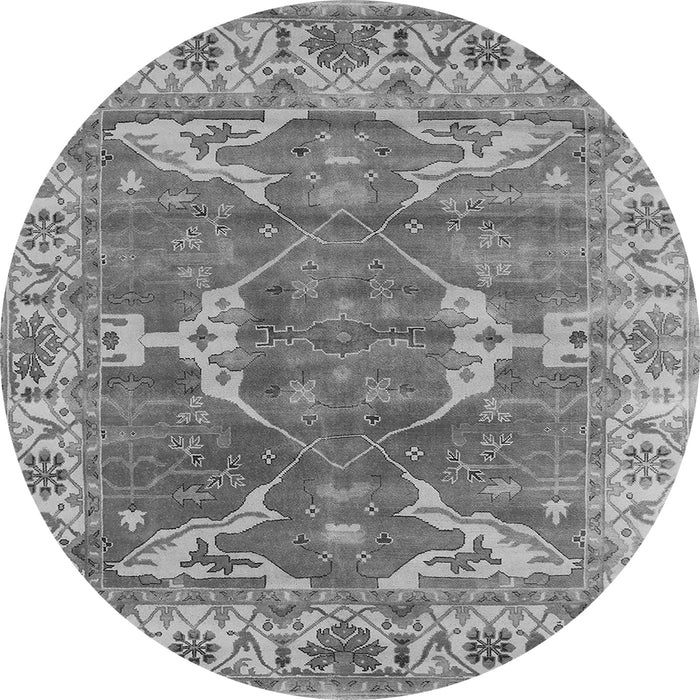Round Oriental Gray Industrial Rug, urb1614gry