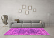 Machine Washable Oriental Pink Industrial Rug in a Living Room, wshurb1614pnk