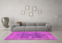 Machine Washable Oriental Pink Industrial Rug, wshurb1614pnk