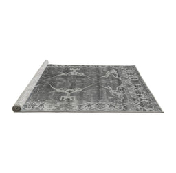 Sideview of Machine Washable Oriental Gray Industrial Rug, wshurb1614gry